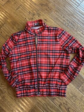 Amy sport orangey Red Plaid Zip-Up Jacket large petite